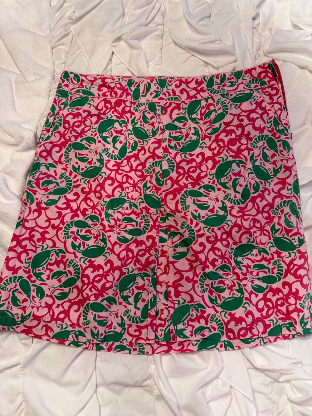 L.L. Bean Pink and Green Printed Mini Skirt ADORABLE